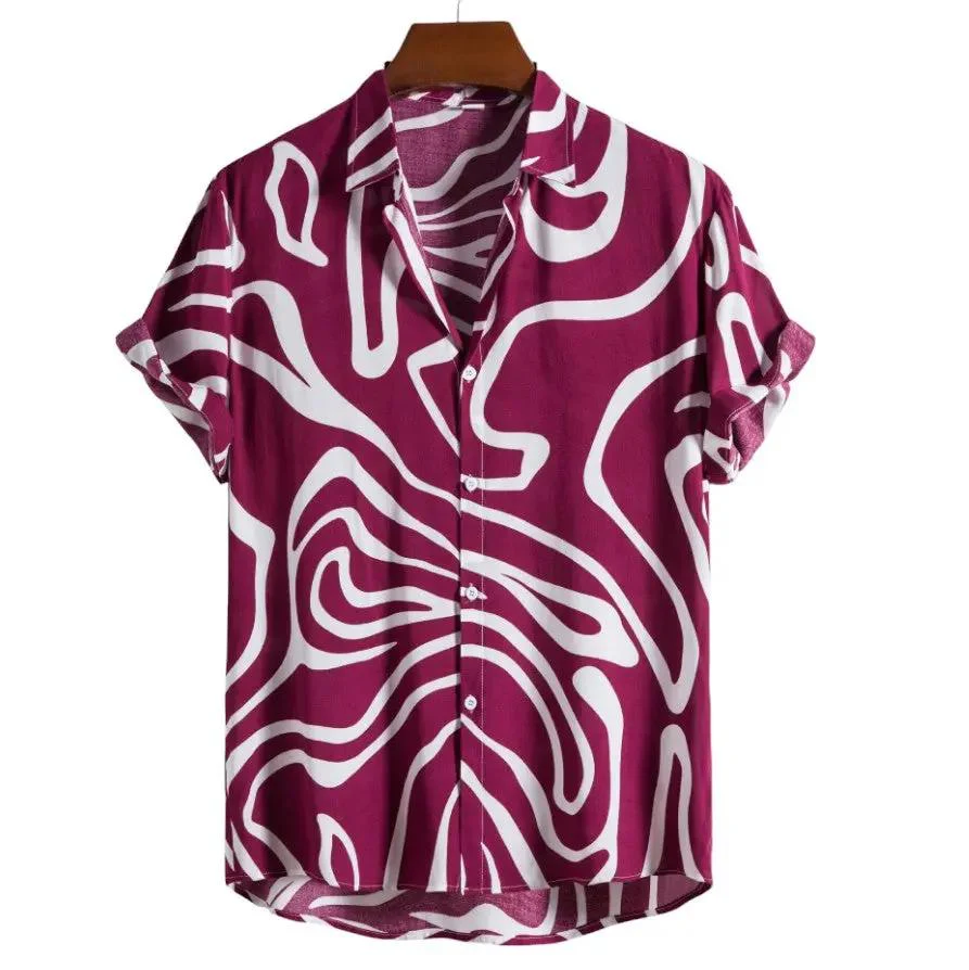 Pattern Button up Shirts - Wavy Pattern - Hawaiian shirts - Image 2