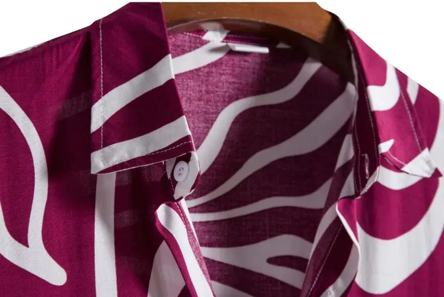Pattern Button up Shirts - Wavy Pattern - Hawaiian shirts - Image 4