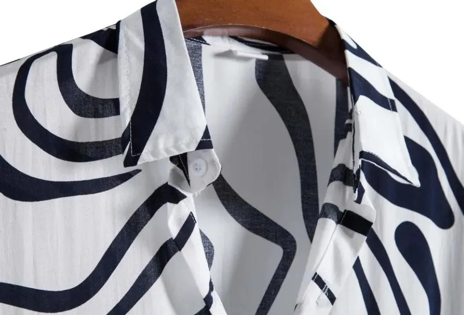 Pattern Button up Shirts - Wavy Pattern - Hawaiian shirts - Image 8